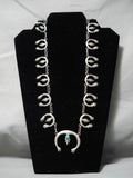 Amazing Vintage Native American Navajo Turquoise Sterling Silver Squash Blossom Necklace-Nativo Arts