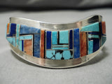 Important Vintage Native American Navajo Eddie Becenti Turquoise Inlay Sterling Silver Bracelet-Nativo Arts