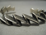 Important Aaron Anderson Native American Navajo Zig Zag Sterling Silver Bracelet-Nativo Arts
