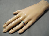 Important Inlay Artist Vintage Native American Navajo Turquoise Sterling Silver Ring Old-Nativo Arts