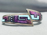Dynamic Vintage Native American Zuni Sugulite & Blue Gem Turquoise Sterling Silver Bracelet-Nativo Arts