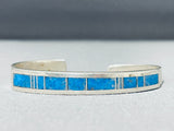 Impressive Vintage Native American Navajo Denim Lapis Inlay Sterling Silver Bracelet-Nativo Arts