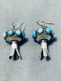 Extraordinary Native American Navajo Sleeping Beauty Sterling Silver Blossom Earrings-Nativo Arts