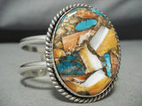 Fantastic Native American Navajo Spiny Oyster & Turquoise Sterling Silver Bracelet-Nativo Arts