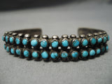 One Of The Best Vintage Native American Zuni Snke Eyes Turquoise Sterling Silver Bracelet Old-Nativo Arts