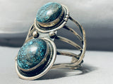 Twin Pools Vintage Native American Navajo Turquoise Sterling Silver Bracelet Cuff-Nativo Arts