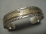 Intricate!! Vintage Native American Navajo Mark Yazzie Real Gold Sterling Silver Pueblo Bracelet-Nativo Arts