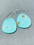 Native American Beautiful Santo Domingo Royston Turquoise Sterling Silver Earrings-Nativo Arts