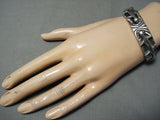 Detailed Heavy Vintage Native American Navajo Lizard Sterling Silver Bracelet-Nativo Arts