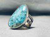 Magnificent J. Tsosie Signed Native American Navajo Kingman Turquoise Sterling Silver Ring-Nativo Arts