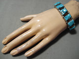 Important Vintage Native American Navajo Jerr Roan Turquoise Sterling Silver Bracelet Old-Nativo Arts
