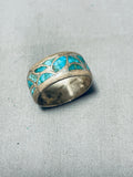 Magnificent Vintage Native American Zuni Blue Gem Turquoise Sterling Silver Band Ring-Nativo Arts