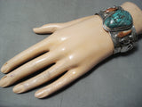Native American One Of The Most Detailed Ever Turquoise Sterling Silver Bracelet-Nativo Arts