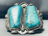 One Of The Most Chunky Vintage Native American Navajo Double Turquoise Sterling Silver Bracelet-Nativo Arts