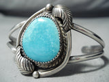 Expressive Vintage Native American Navajo Kingman Turquoise Sterling Silver Bracelet Old-Nativo Arts