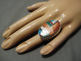 Huge Inlay Native American Navajo Turquoise Sterling Silver Men's Ring- Heavy!-Nativo Arts