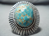 Striking San Felipe Native American 8 Turquoise Sterling Silver Ring-Nativo Arts