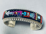 Important Native American Navajo And Apache Turquoise Space Kachina Sterling Silver Bracelet-Nativo Arts