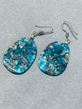 Native American Beautiful Santo Domingo Turquoise Slab Sterling Silver Earrings-Nativo Arts