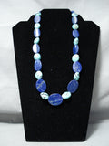 Marvelous Navajo Turquoise Lapis Sterling Silver Necklace Native American-Nativo Arts