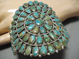 Colossal Native American Navajo Royston Turquoise Teardrop Sterling Silver Bracelet Cuff-Nativo Arts