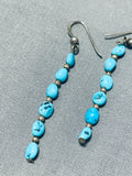 Wonderful Vintage Native American Navajo Kingman Turquoise Sterling Silver Earrings-Nativo Arts