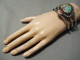 Museum Vintage Native American Navajo #8 Turquoise Sterling Silver Bracelet Old-Nativo Arts