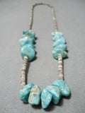 Native American Very Rare!! Vintage Santo Domingo #8 Turquoise Sterling Silver Necklace Old-Nativo Arts