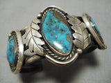 Museum Vintage Native American Navajo Bisbee Turquoise Sterling Silver Bracelet Old-Nativo Arts