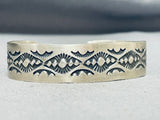 Fabulous Vintage Native American Navajo Handcarvings Sterling Silver Marie Thompson Bracelet-Nativo Arts