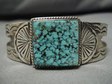 Museum Quality Vintage Native American Navajo Lone Mountain Turquoise Sterling Silver Bracelet-Nativo Arts