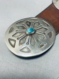 Star Wheel Vintage Native American Navajo Turquoise Sterling Silver Concho Belt Old-Nativo Arts