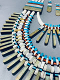 Rare Double Sided Serpentine Native American Kewa Turquoise Shell Heishi Necklace-Nativo Arts