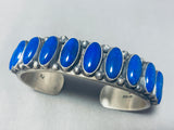 One Of The Finest Vintage Native American Navajo Domed Lapis Sterling Silver Bracelet-Nativo Arts