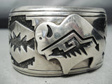 Extremely Rare Vintage Native American Navajo Thomas Singer Sterling Silver Protruding Bracelet-Nativo Arts