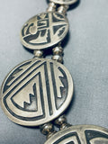 Native American One Of The Most Intricate Vintage Navajo Sterling Silver Geomtric Necklace-Nativo Arts