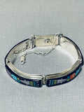 One Of The Most Intricate Ever Native American Navajo Turquoise Sterling Silver Clasp Bracelet-Nativo Arts