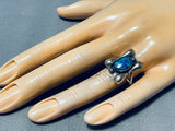Eye Catching Vintage Native American Navajo Azurite Sterling Silver Ring-Nativo Arts