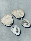 Natural Turquoise Vein Vintage Native American Navajo Sterling Silver Earrings-Nativo Arts