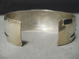 Wider Hand Tooled Vintage Native American Navajo Sterling Silver Bracelet Cuff Old-Nativo Arts