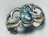 Important Vintage Native American Navajo Wide Web Lander Blue Turquoise Sterling Silver Bracelet-Nativo Arts