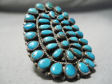 Best Vintage Native American Navajo Larry Moses Begay Turquoise Sterling Silver Cluster Ring-Nativo Arts