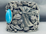 218 Grams Horse Native American Turquoise Sterling Silver Bracelet Cuff-Nativo Arts