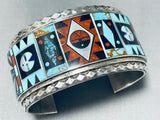 One Of The Most Intricate Vintage Native American Zuni Turquoise Sterling Silver Bracelet-Nativo Arts