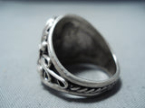Magnificent Vintage Native American Navajo Morenci Turquoise Sterling Silver Ring Old-Nativo Arts