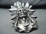 Heavy Signed Chief San Felipe Sterling Silver Ring-Nativo Arts