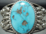 Fabulous Native American Navajo Kingman Turquoise Sterling Silver Bracelet Huge-Nativo Arts