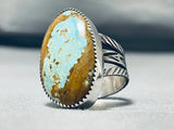 Exceptional Native American Navajo #8 Turquoise Mine Sterling Silver Ring Signed J. Tsosie-Nativo Arts