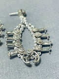 Extremely Unique Vintage Native American Navajo Sterling Silver Squash Blossom Earrings-Nativo Arts