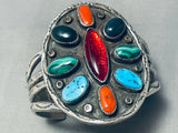 Ruby Red Vintage Native American Navajo Turquoise Sterling Silver Bracelet Cuff Old-Nativo Arts